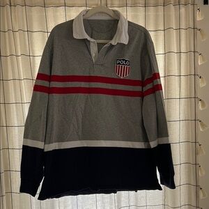 Polo by Ralph Lauren Grey, Red & Navy Rugby Shirt